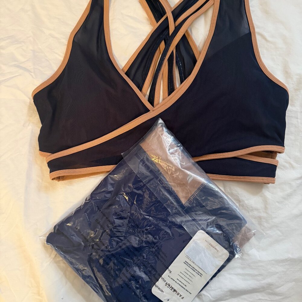 Fabletics Navy Mesh Bra and Legging Set